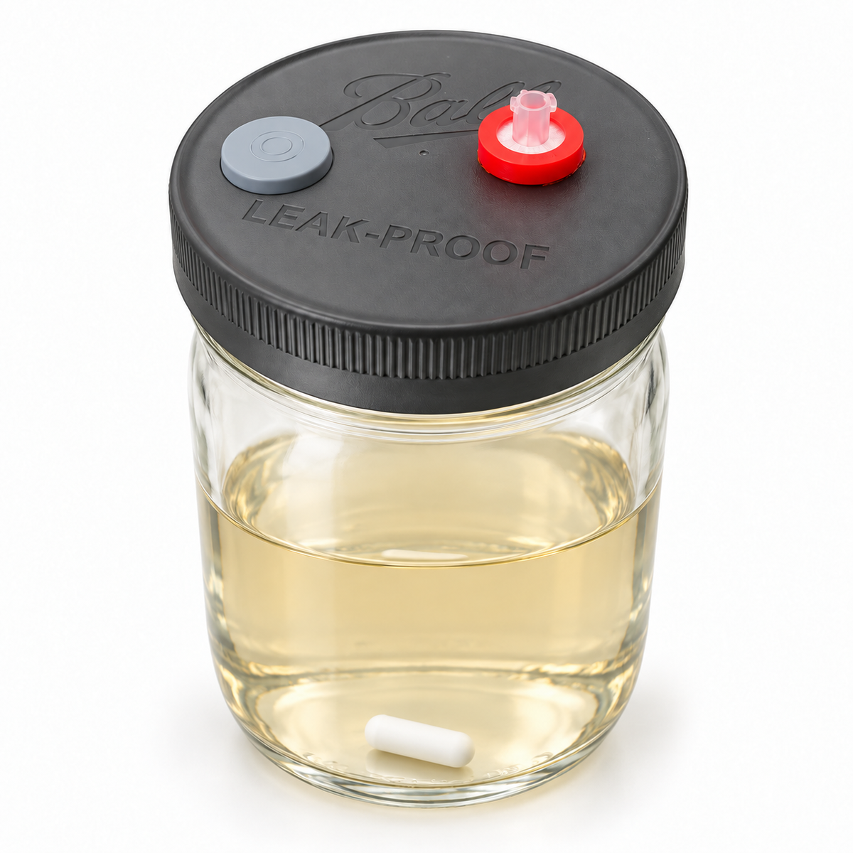 Quart sterilized liquid culture jar with injection port